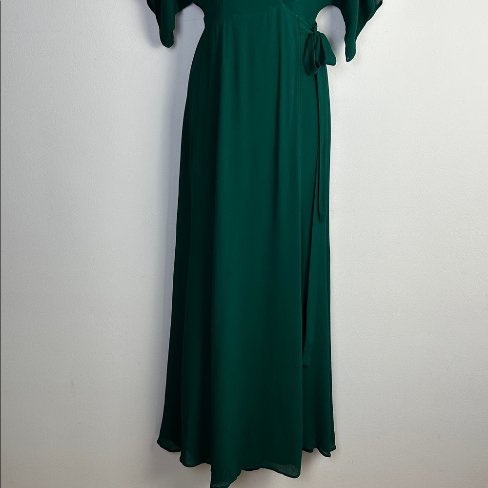 Reformation Winslow Short Sleeve Wrap Dress in Emerald Green Small Whimsical USA - Picture 5 of 16